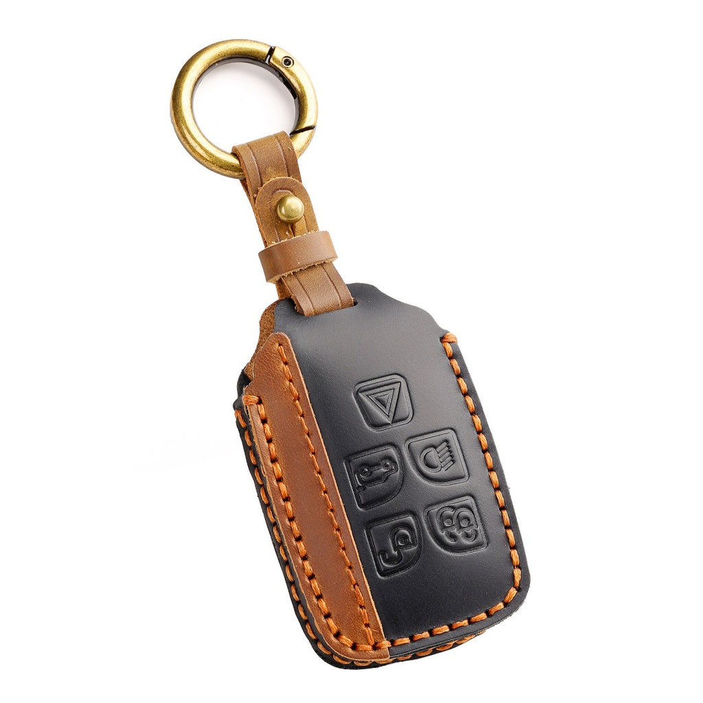 Carsine Land Rover Jaguar Leather Car Key Cover Black