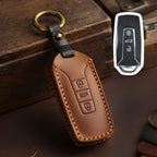 Carsine Volkswagen Touareg Leather Car Key Cover 3 Button Brown / 3 Button