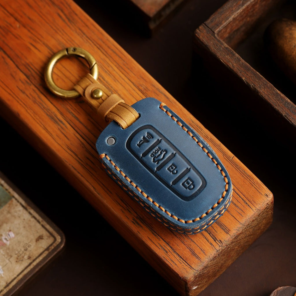 Hyundai Ix35 Sonata 8 Kia K2 K5 Leder-Autoschlüsselhülle mit 3 und 4 Tasten