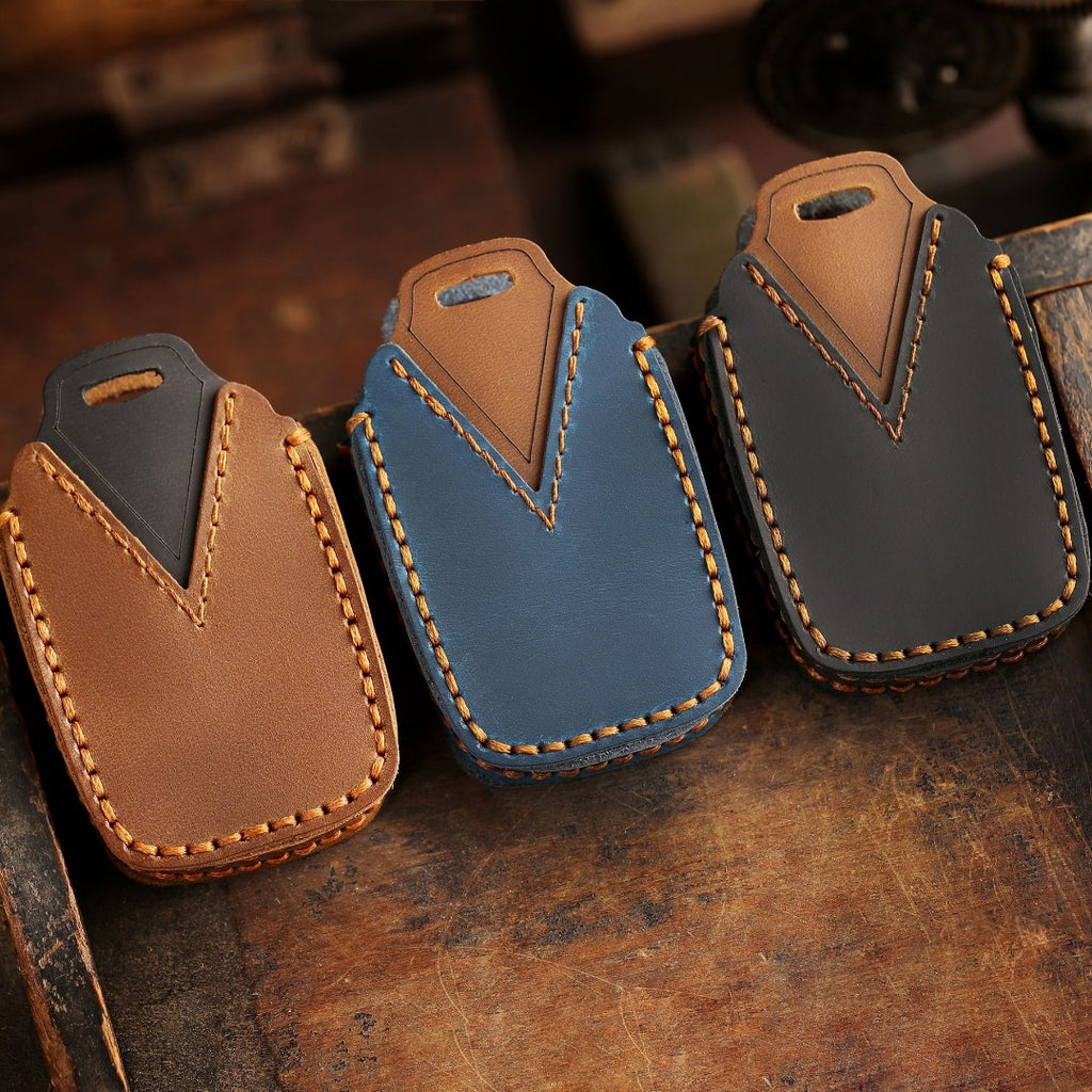 Carsine Land Rover Jaguar Leather Car Key Cover Black