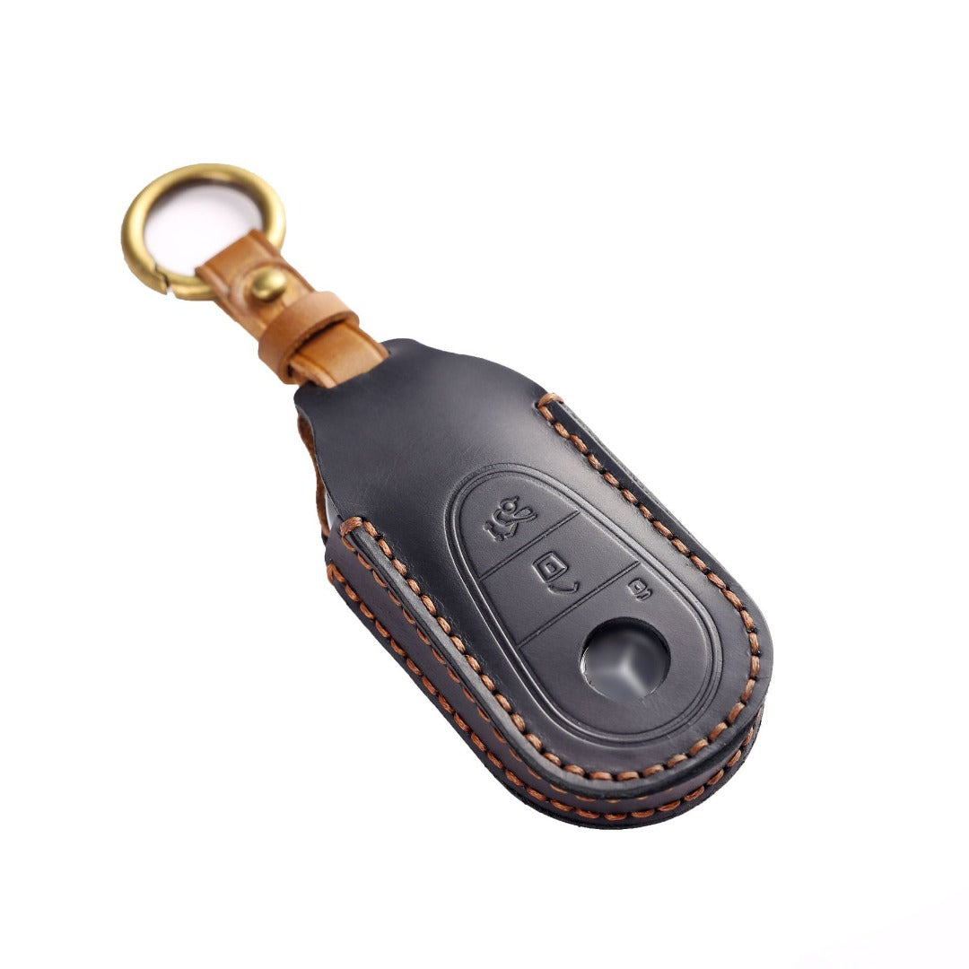 Carsine Mercedes Benz Leather Car Key Cover 3 Button Black / 3 Button