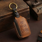 Carsine Land Rover Jaguar Leather Car Key Cover Black