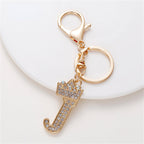 Carsine Rhinestone 26 Letters Car Keychain J