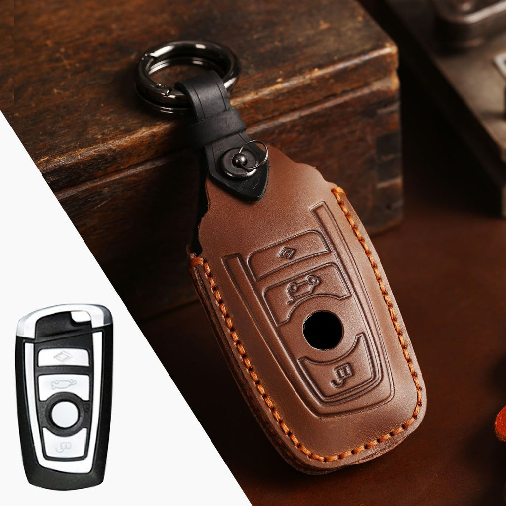Carsine BMW Leather Car Key Cover 2,3 Button Brown / 3 Button