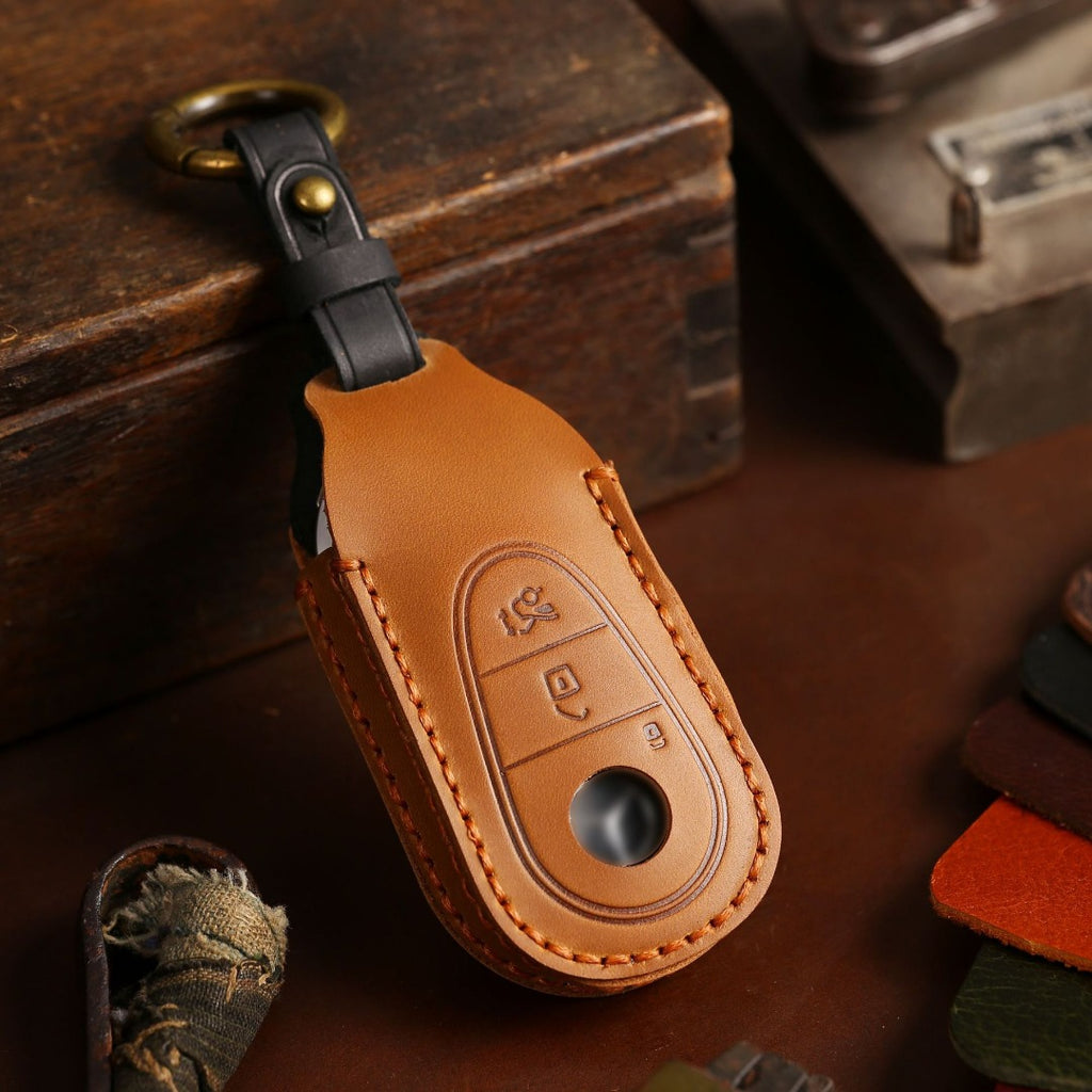 Carsine Mercedes Benz Leather Car Key Cover 3 Button Black / 3 Button