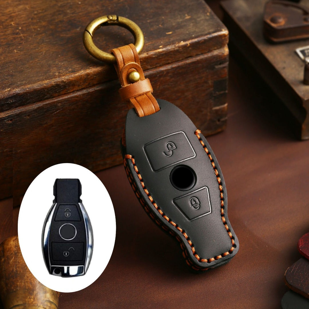 Carsine Mercedes Benz Leather Car Key Cover 2,3 Button Black / 2 Button