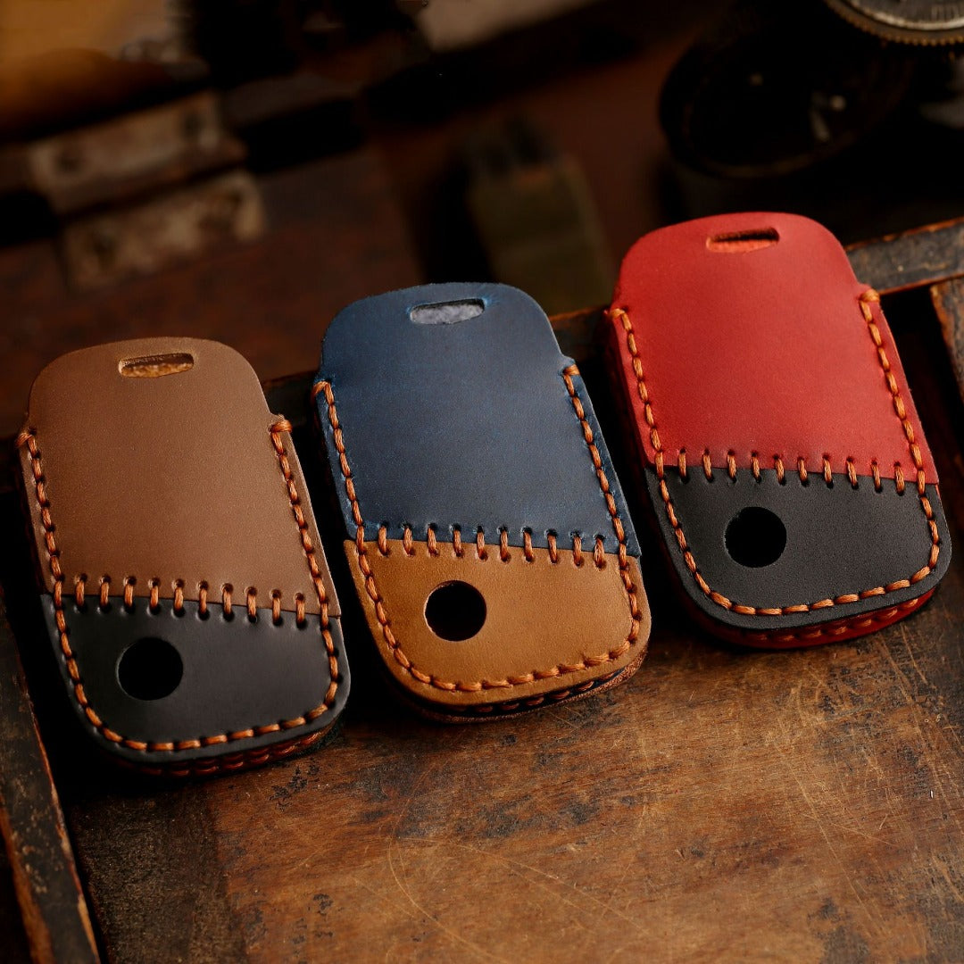 Carsine Volkswagen Lavida Bora Leather Car Key Cover 3 Button Black / 3 Button