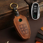 Carsine Volkswagen Touareg Leather Car Key Cover 3 Button Brown / 3 Button