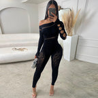 Carsine Sexy hot girl hollow one-piece high-elastic jumpsuit Black / One Size