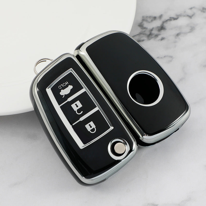 Carsine Nissan Car Key Cover Silver Edge Black / Key case