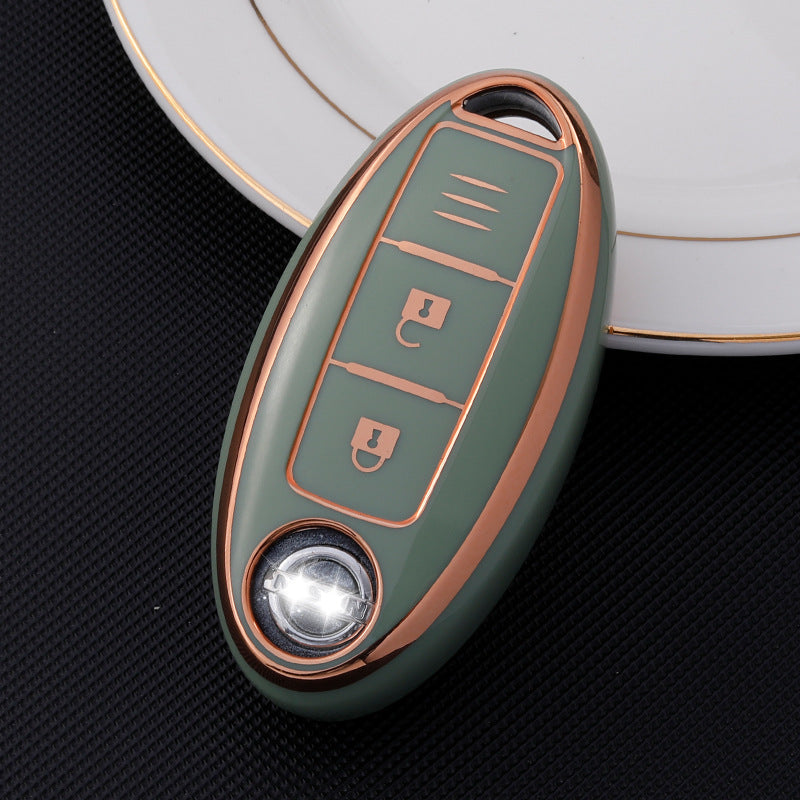 Carsine Nissan Car Key Case Golden Edge A / Green / Key case