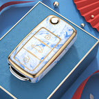 Carsine Volkswagen Car Key Case Gold Inlaid With Jade Blue / Key case