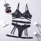 Mesh push-up sexy lingerie four-piece set G string Thong