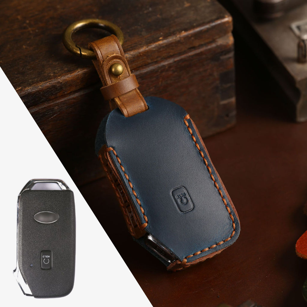 Carsine Kia Sorento Leather Car Key Cover Blue