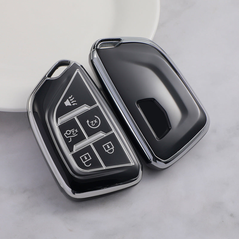 Carsine Cadillac Car Key Cover Silver Edge Black / Key case