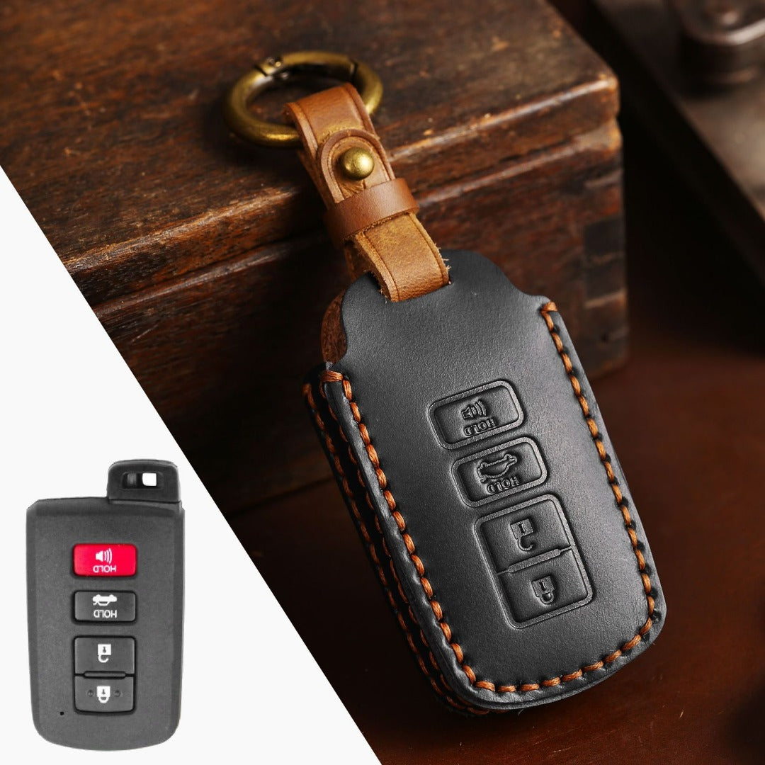 Carsine Toyota Camry Leather Car Key Cover 4 Button Black / 4 Button
