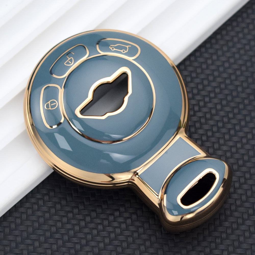 Carsine BMW Mini Cooper Clubman Countryman Paceman Roadster Car Key Case Golden Edge Grey / Key case