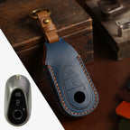 Carsine Mercedes Benz Leather Car Key Cover 3 Button Blue / 3 Button