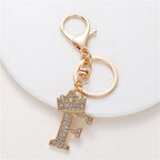 Carsine Rhinestone 26 Letters Car Keychain F