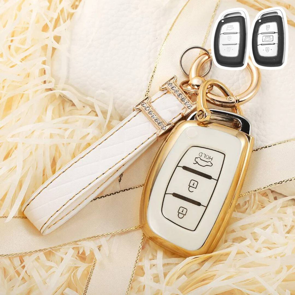 Hyundai Car Key Case Golden Edge