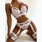 White sexy women's underwear garter straps G string Thong