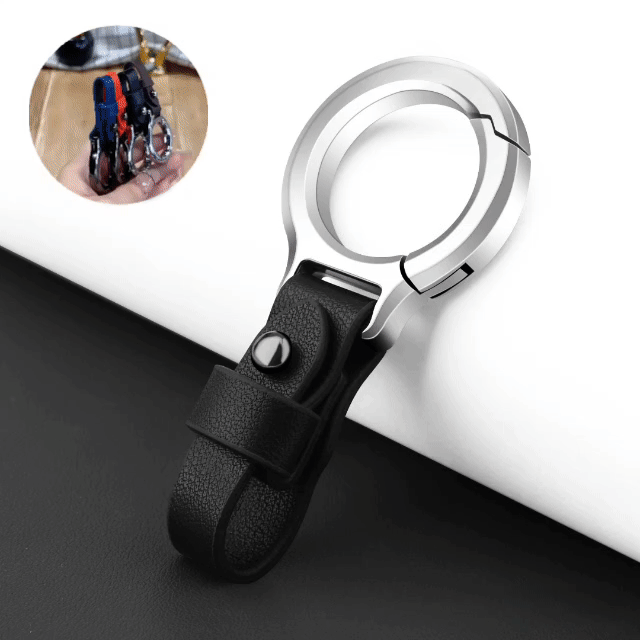 Top layer cowhide zinc alloy keychain