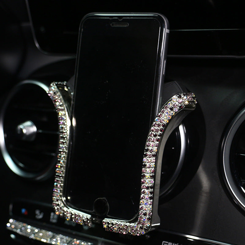 Carsine Rhinestone Car Phone Holder U-shaped AB Purple