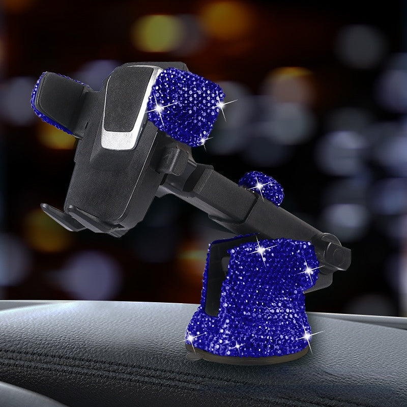 Carsine Rhinestone Car Phone Holder Scalable Blue