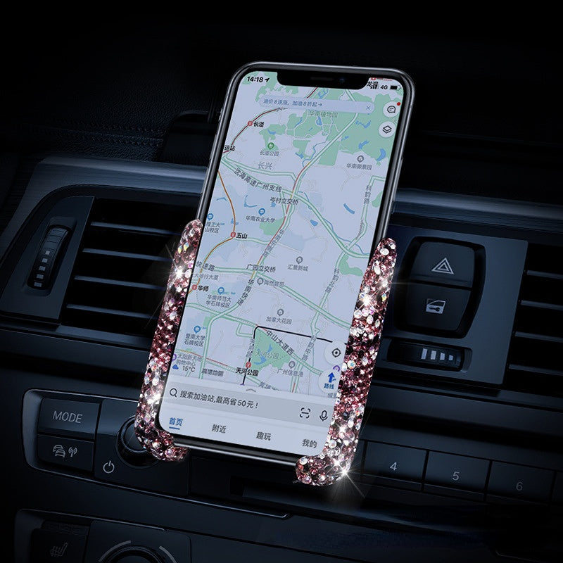 Carsine Rhinestone Car Phone Holder Inserted Or Adsorbed Purple