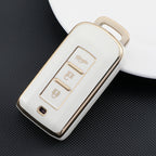 Carsine Mitsubishi Car Key Case Golden Edge White / Key case