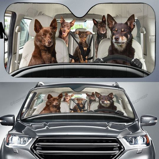Carsine Pitbull Dog Family Car Sunshade